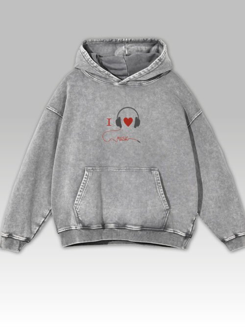 Bluza oversize z kapturem I Love Music Haft
